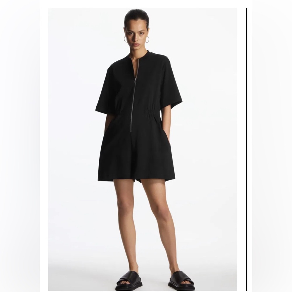 COS zip up Romper Playsuit in black size small